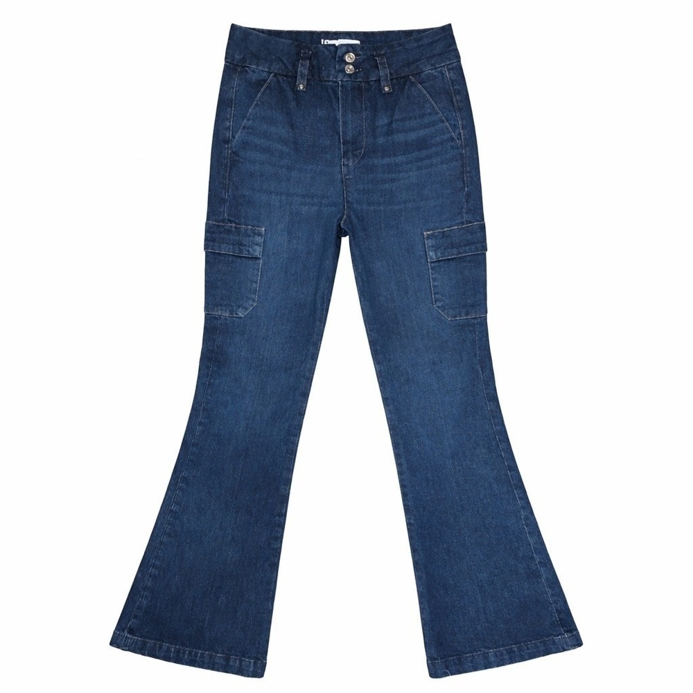 PAIGE Dion Cargo Pockets Gracie Lou Flare Jeans Sz 26 High Rise Dark Wash NWT - Picture 5 of 15
